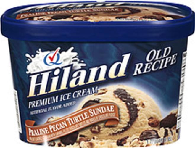 Hiland Ice Cream Old Recipe Premium Praline Pecan Turtle Sundae 1.75