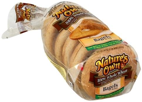 Natures Own 100% Whole Wheat Bagels - 22 oz