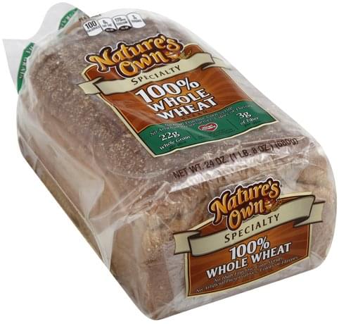 Natures Own 100% Whole Wheat Bread - 24 oz, Nutrition ...
