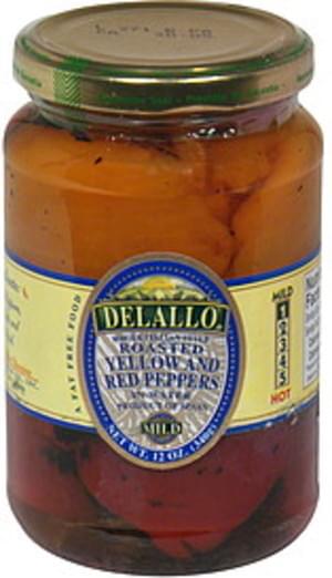 DeLallo In Water, Mild Roasted Yellow and Red Peppers - 12 oz