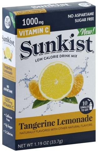 Sunkist Low Calorie, Tangerine Lemonade Drink Mix - 1.19 oz