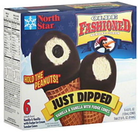 North Star Just Dipped, Vanilla & Vanilla with Fudge Cones Sundae Cones 6 ea, Nutrition
