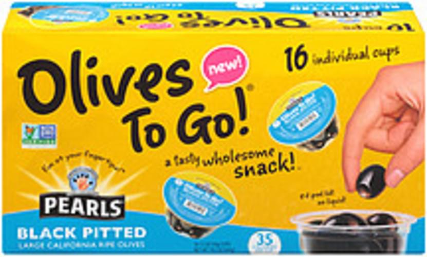 Pearls Olives to Go! Black Pitted Large California Ripe Olive Cups 19