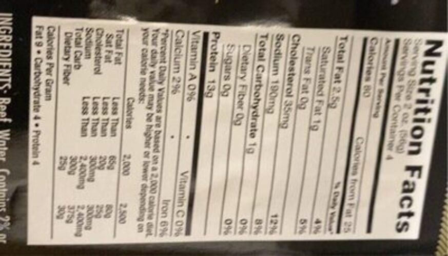 Columbus Seasoned Roast Beef 56 g, Nutrition Information Innit