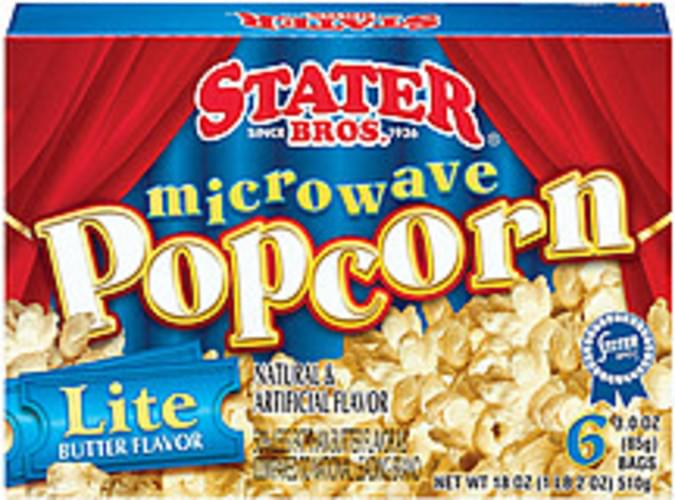 Stater Bros. Lite Butter 6 Ct Microwave Popcorn 18 oz, Nutrition