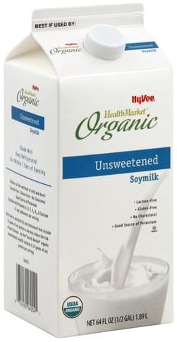 Hy Vee Organic, Unsweetened Soymilk - 64 oz