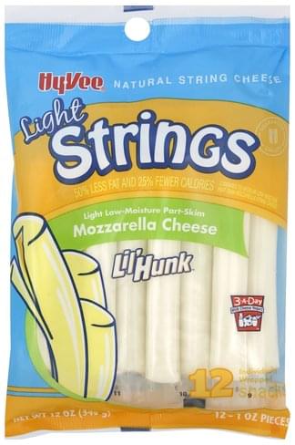 Hy Vee Natural, Light, Mozzarella String Cheese - 12 ea