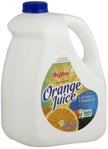 Hy Vee Premium, No Pulp, Calcium & Vitamin D Orange Juice - 128 oz