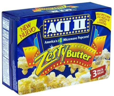 Act Ii Zesty Butter Microwave Popcorn - 3 ea, Nutrition Information | Innit