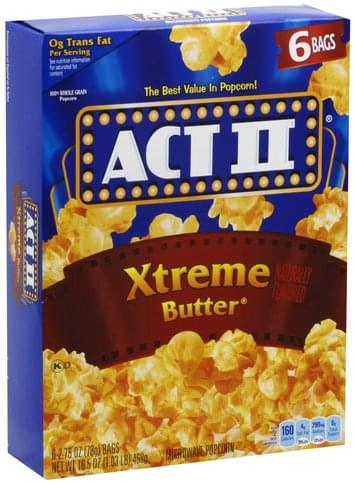 act 2 xtreme butter popcorn calories