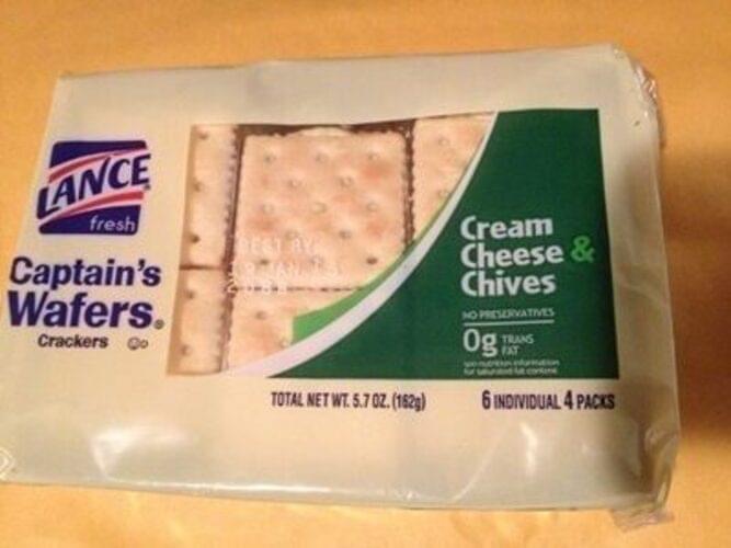 Lance Cream Cheese & Chives Sandwich Crackers 6 ea, Nutrition