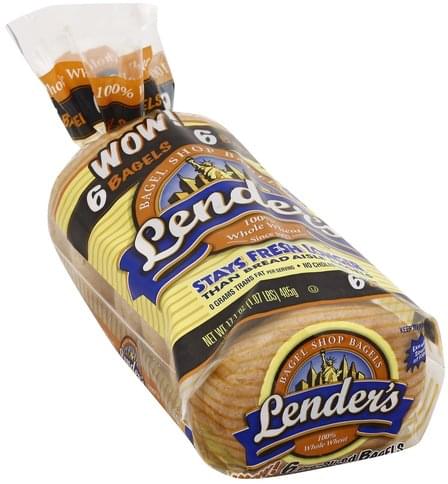 Lenders 100% Whole Wheat, Pre-Sliced Bagels - 17.1 oz