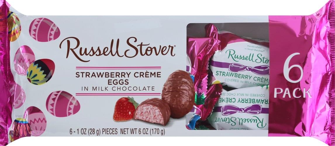 Russell Stover in Milk Chocolate, 6 Pack Strawberry Creme Eggs 6 ea, Nutrition Information Innit