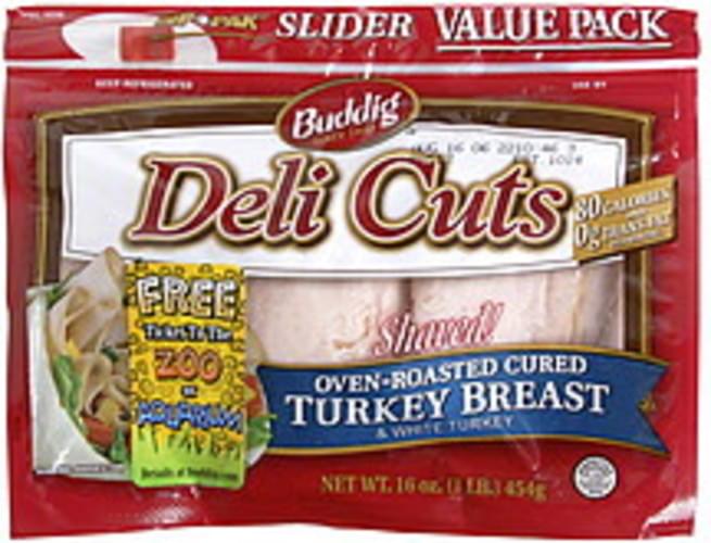 Buddig OvenRoasted Cured Turkey Breast & White Turkey, Value Pack Deli Cuts 16 oz, Nutrition
