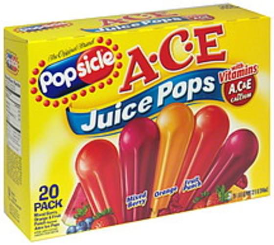 Popsicle Assorted Flavors ACE Juice Pops 20 ea, Nutrition
