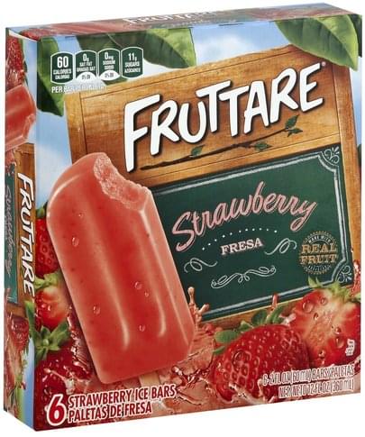 Fruttare Strawberry Ice Bars - 6 ea