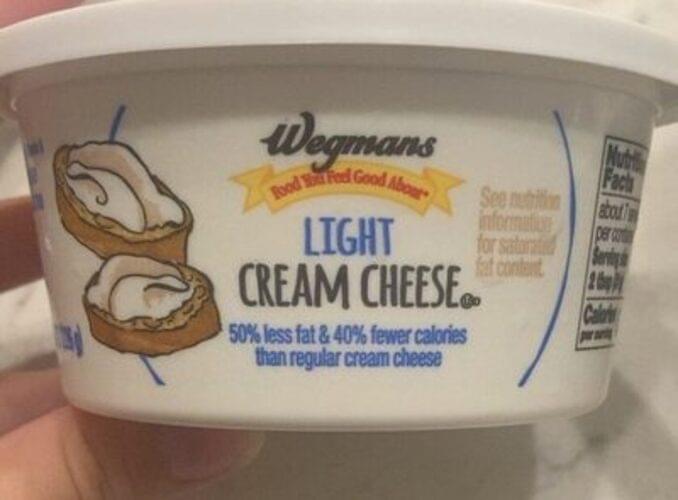 Wegmans Light Cream Cheese 8 oz, Nutrition Information Innit