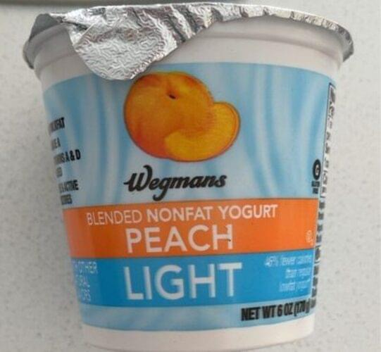 Wegmans Blended, Nonfat, Light, Peach Yogurt 6 oz, Nutrition
