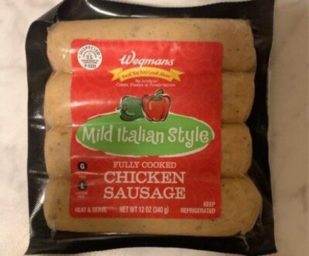 Wegmans All Natural & Fully Cooked Mild Italian Chicken Sausage Hot