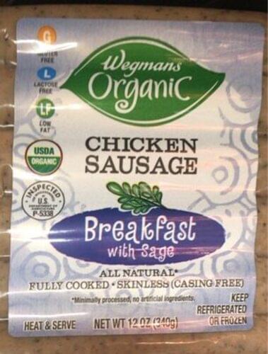 Wegmans Chicken Sausage, Breakfast with Sage Hot Dogs & Sausages - 12