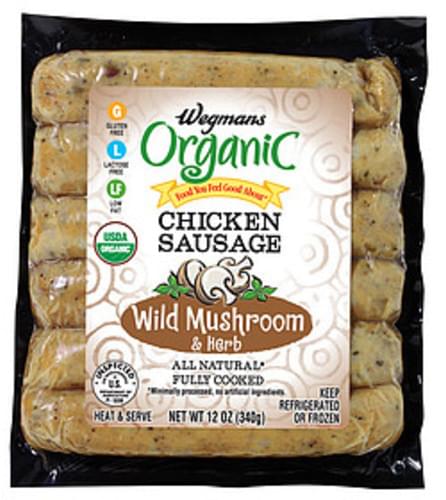 Wegmans Chicken Sausage, Wild Mushroom & Herb Hot Dogs & Sausages - 12 oz