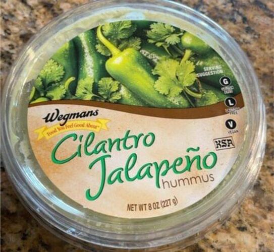 Wegmans Cilantro Jalapeno Hummus Mediterranean Food 8 oz, Nutrition Information Innit