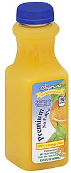 Wegmans Orange, Premium, No Pulp 100% Juice - 13.5 oz