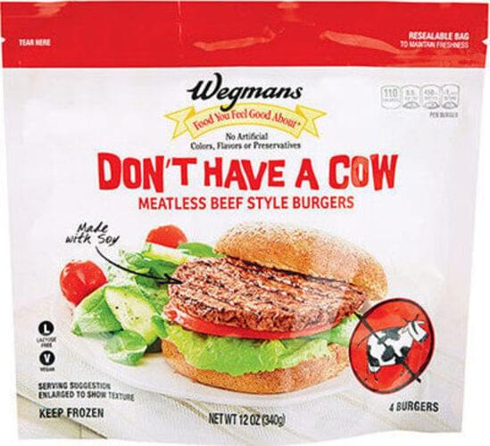 Wegmans Beef Style, Don't Have a Cow Meatless Burgers 4 ea, Nutrition Information Innit