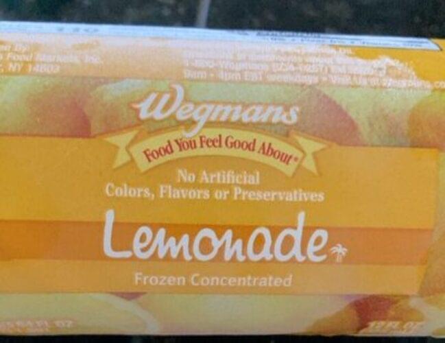 Wegmans Frozen Concentrated Lemonade 12 oz, Nutrition Information Innit