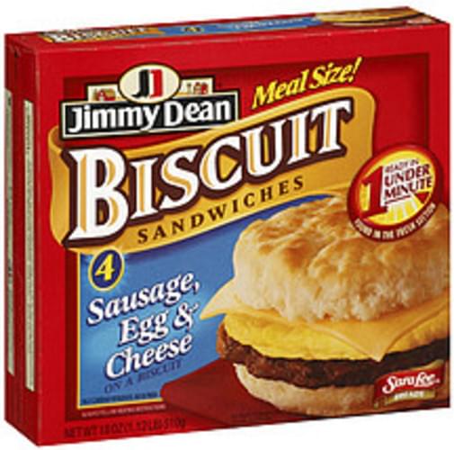 Jimmy Dean Sausage, Egg & Cheese Biscuit Sandwiches - 18 oz, Nutrition ...
