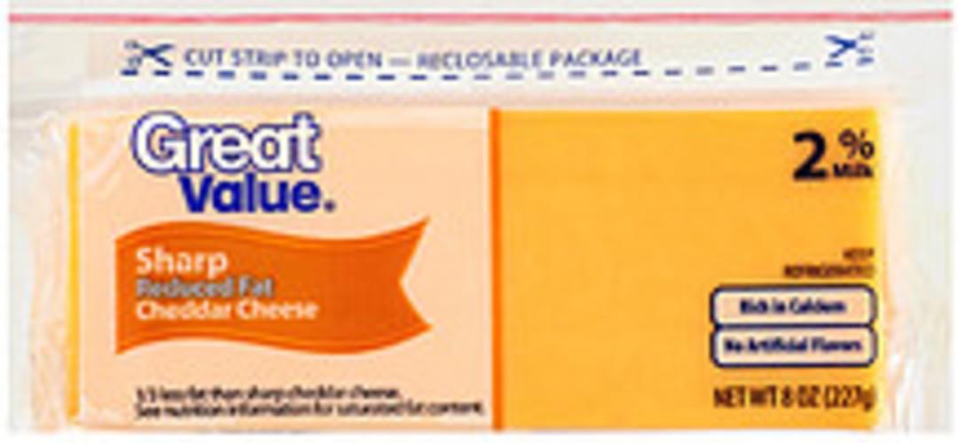 Great Value Sharp Reduced Fat Cheddar Cheese 8 oz, Nutrition Information Innit