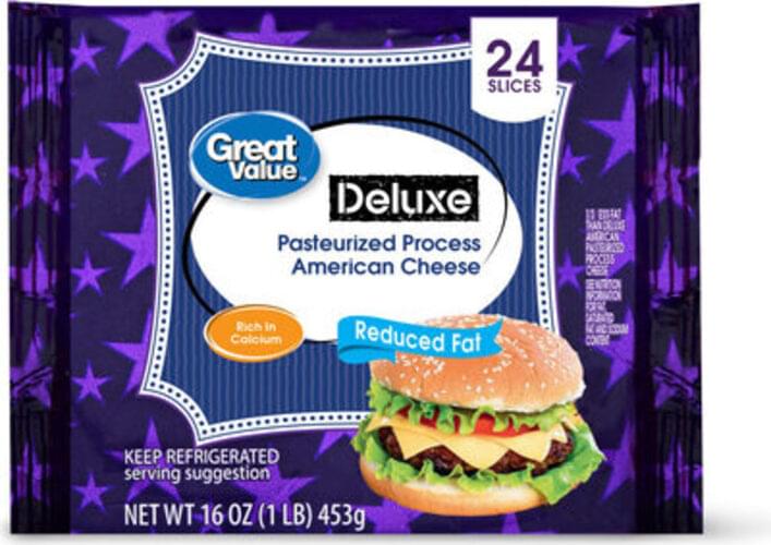 Great Value Deluxe Reduced Fat American Cheese 16 oz, Nutrition
