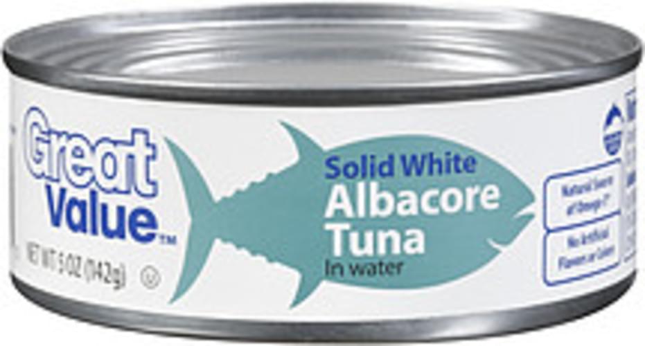 Great Value Solid White Albacore In Water Tuna 5 oz, Nutrition