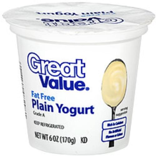 Great Value Fat Free Plain Yogurt 6 oz, Nutrition Information Innit
