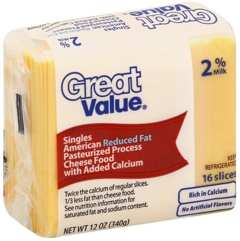 Great Value Pasteurized Process, Reduced Fat, Singles, American Cheese