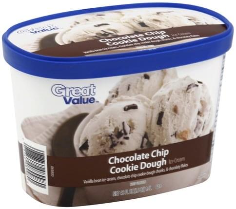 Great Value Chocolate Chip Cookie Dough Ice Cream - 48 oz, Nutrition