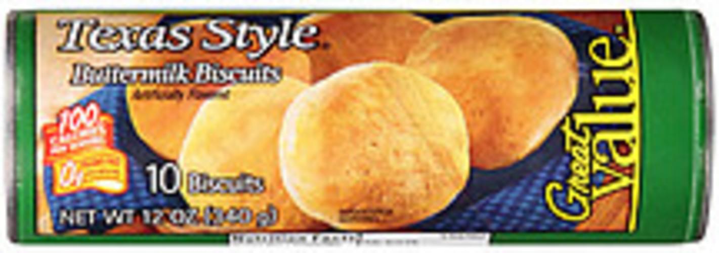 Great Value Texas Style Buttermilk Biscuits 12 oz, Nutrition