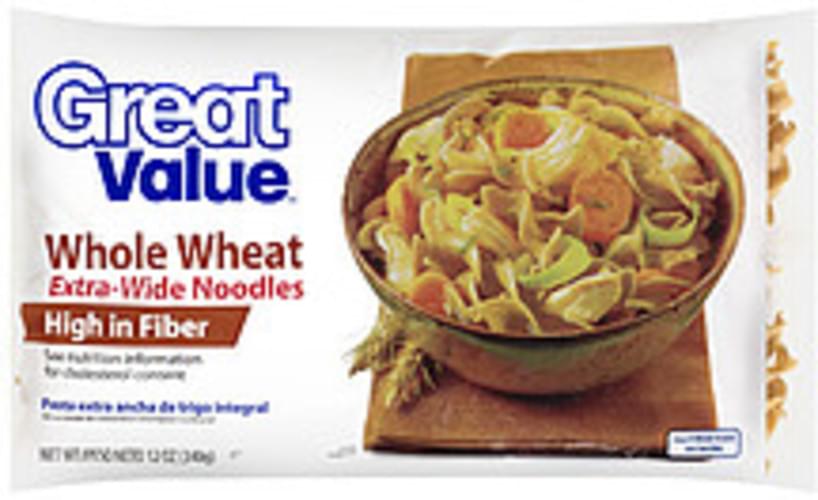 Great Value Whole Wheat Extra Wide Noodles 12 oz, Nutrition
