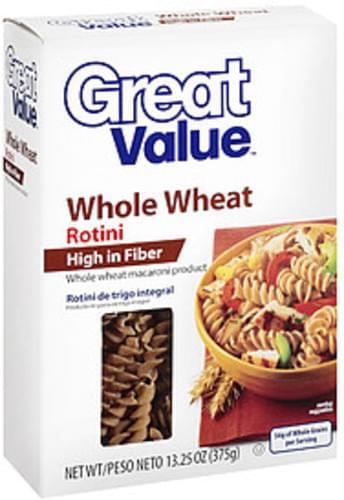 Great Value Whole Wheat Rotini - 13.25 oz