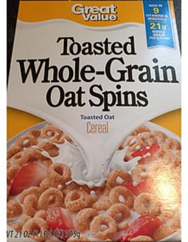 Great Value Toasted Oat Cereal Toasted Whole-Grain Oat Spins - 30 g