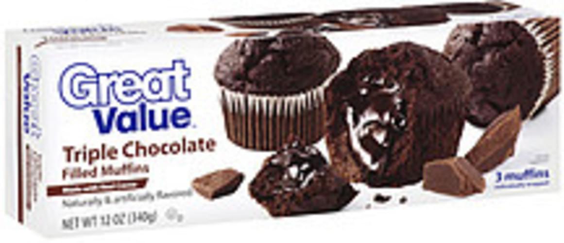 Great Value Triple Chocolate Filled Muffins 12 oz, Nutrition