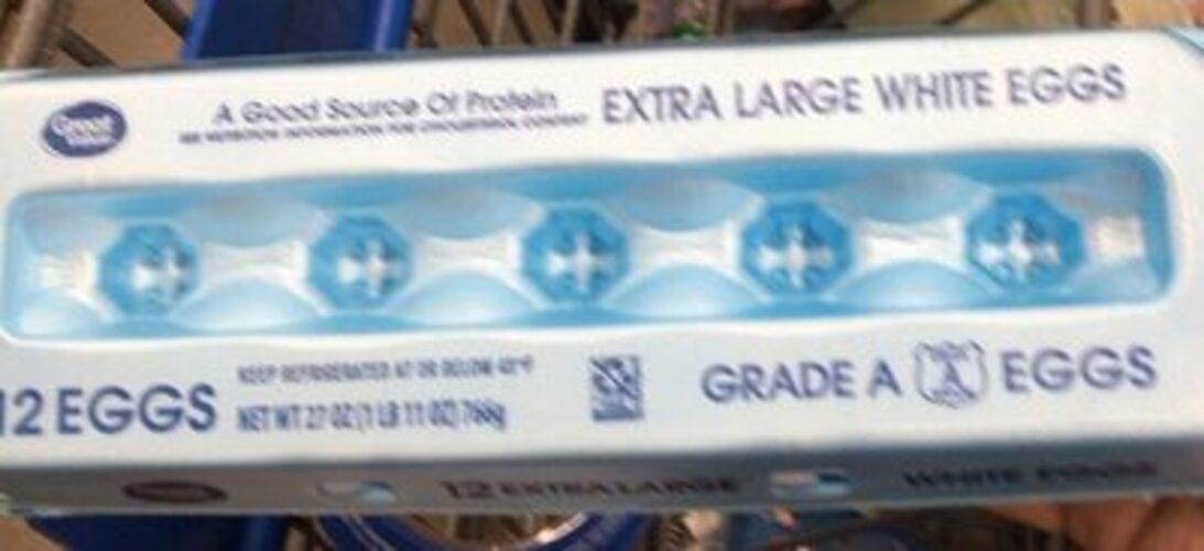 Great Value Grade A Extra Large White Eggs 56 g, Nutrition