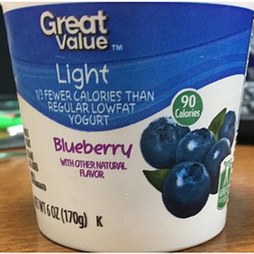 Great Value Blueberry Light Yogurt 170 g, Nutrition Information Innit