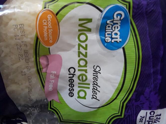 Great Value Shredded Mozzarella Cheese 28 g, Nutrition Information