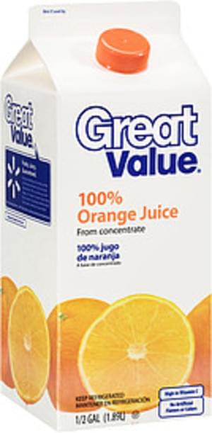 Great Value 100% Orange Juice from Concentrate - 0.5 Gal
