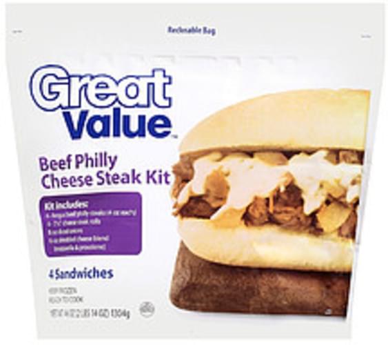 Great Value Beef Philly Cheese Steak Sandwich Kit 46 oz, Nutrition