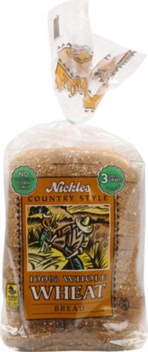 Nickles 100 Percent Whole Wheat Bread 24 Oz Nutrition Information 