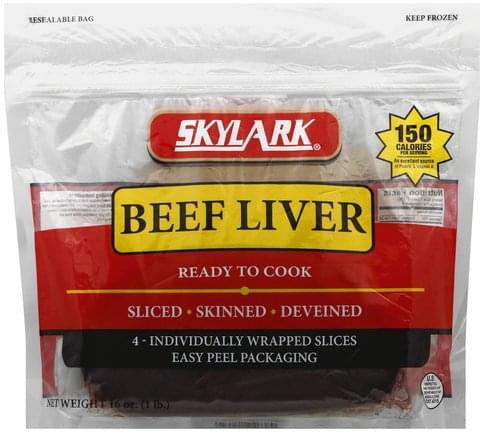 Skylark Skinned, Deveined, Sliced Beef Liver - 4 ea