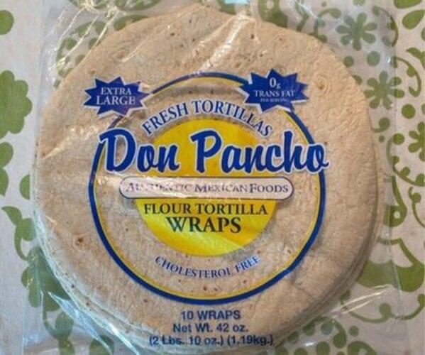Don Pancho Flour Extra Large 12" Tortillas 10, Nutrition Information