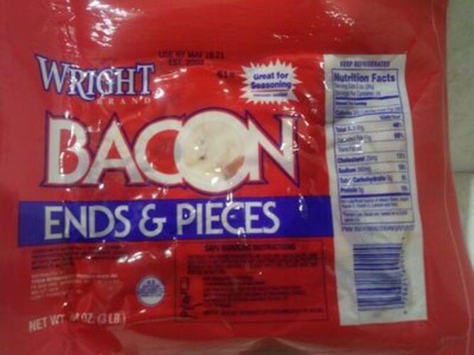 Wright Brand Seasoning Ends & Pieces Bacon 48 oz, Nutrition